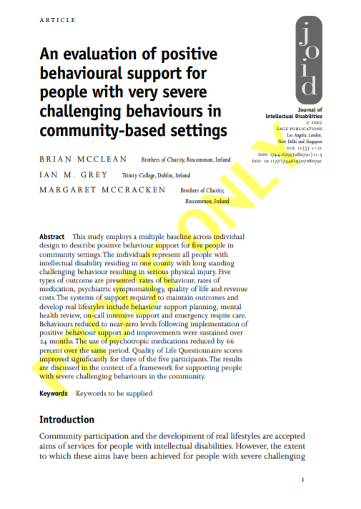 Positive Behaviour Support for Adults and Children with Challenging ...