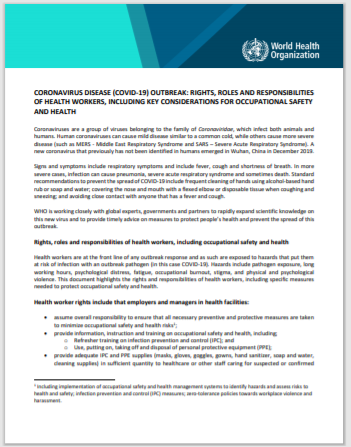 Resources for the Psycho Social Support of Staff During Covid 19 and ...